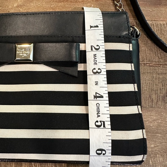 Kate Spade Angelica Black and Cream Striped Crossbody Bag - Picture 12 of 14